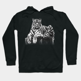 Tiger illustration in Black and White Hoodie